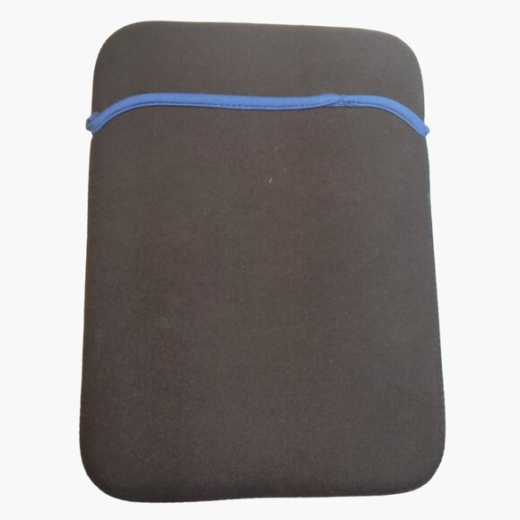 Black Neoprene Tablet Sleeve  Blue Trim 10 x 7 in - Picture 1 of 3